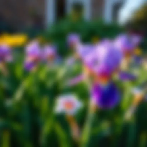 Dwarf Japanese Iris blooming in a serene garden setting
