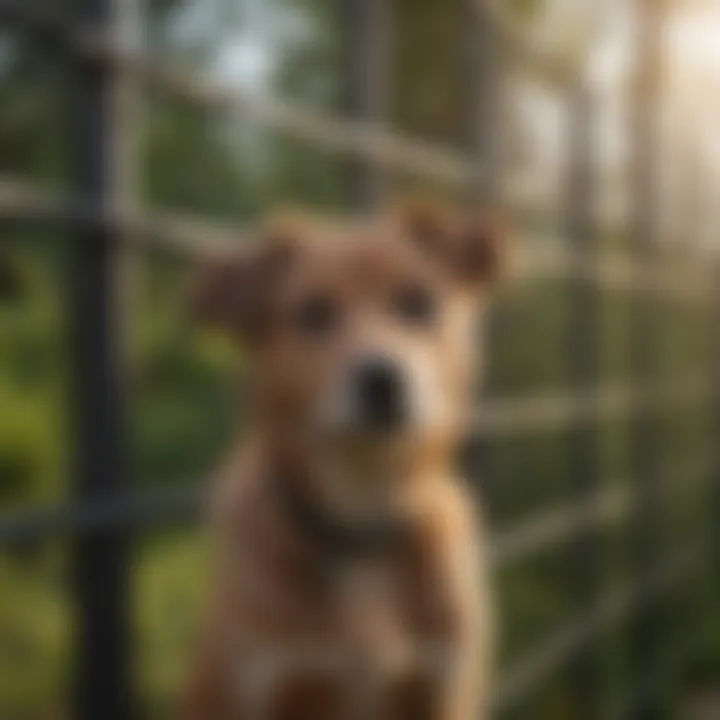 A well-maintained chain-link dog fence in a backyard