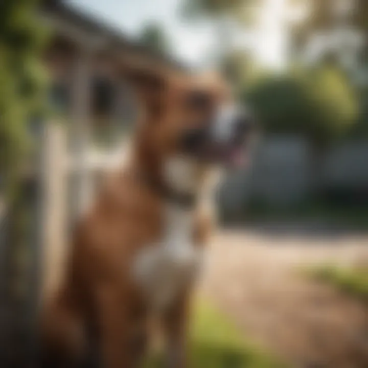 A dog enjoying a secure yard with a fence