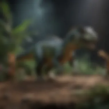 Children engaged in imaginative play with dinosaur figurines