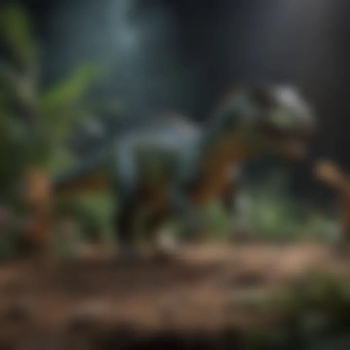 Children engaged in imaginative play with dinosaur figurines
