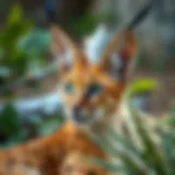 A caracal in its natural habitat showcasing its tufted ears