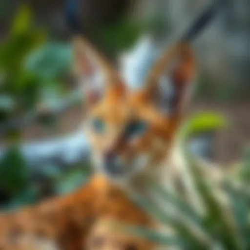 A caracal in its natural habitat showcasing its tufted ears