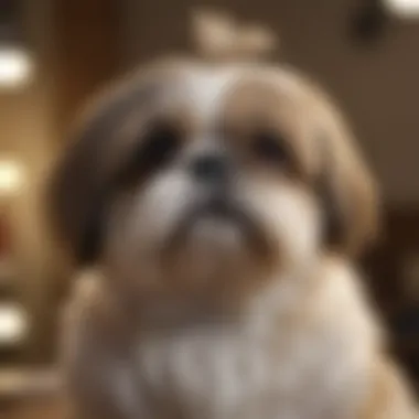 A Shih Tzu being groomed with care