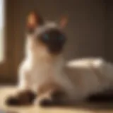Elegant Siamese cat lounging in a sunbeam