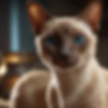 A historical depiction of Siamese cats in traditional art