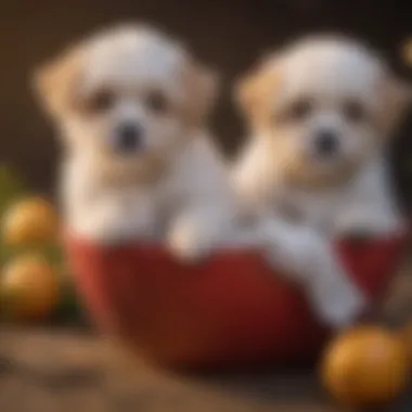 A group of Maltipoo puppies in a playful setting