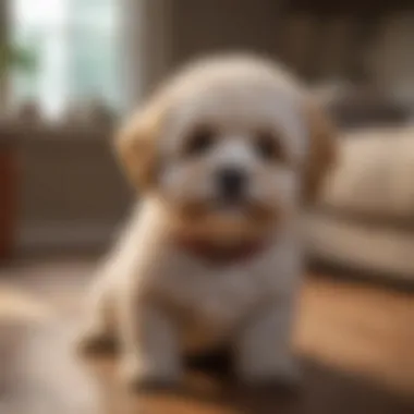 Maltipoo in a Cozy Living Space Maltipoo relaxing in a cozy home environment