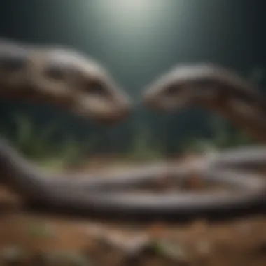 An ecological scene depicting a balance between snakes and rats in the wild.