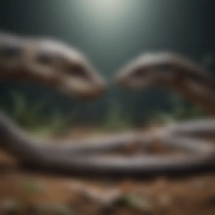 An ecological scene depicting a balance between snakes and rats in the wild.