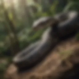 A snake coiled in a natural habitat, showcasing its predatory stance.