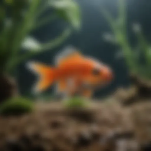 A close-up of a tiny freshwater fish swimming gracefully in a planted aquarium.