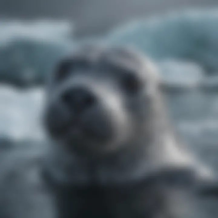 Leopard seal swimming in icy waters
