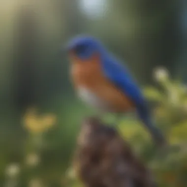 A serene bluebird in its natural habitat, illustrating its role in the ecosystem