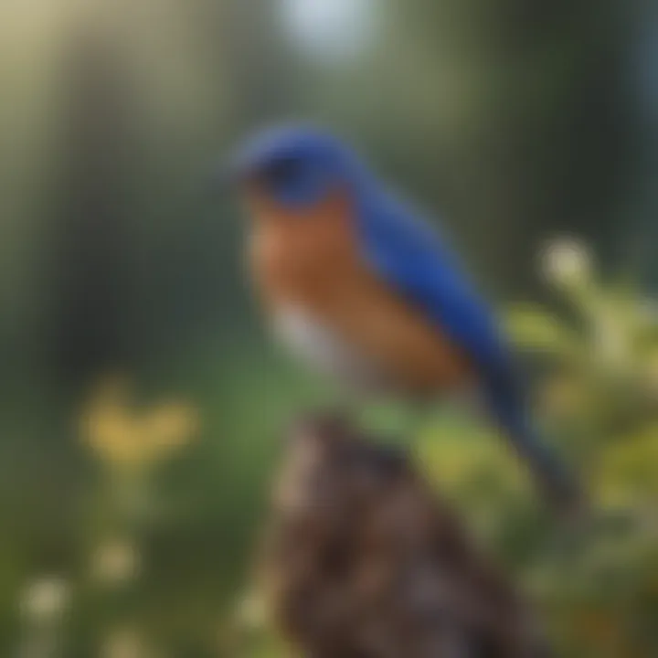 A serene bluebird in its natural habitat, illustrating its role in the ecosystem