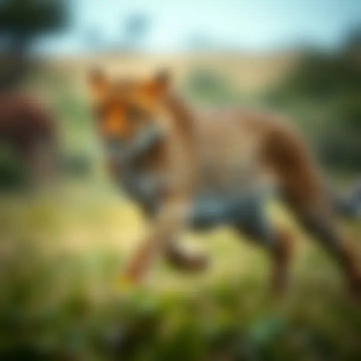 Cheetah in Motion Striking cheetah sprinting across the savannah