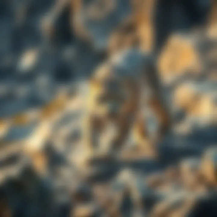 Snow Leopard in Rugged Landscapes Elegant snow leopard navigating rocky terrain