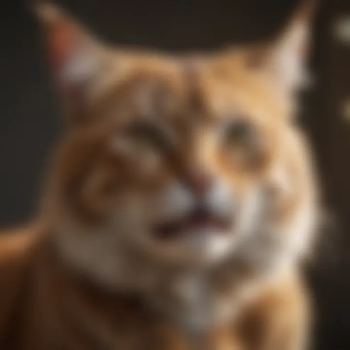 Artwork showcasing a feline displaying symptoms of a generalized seizure