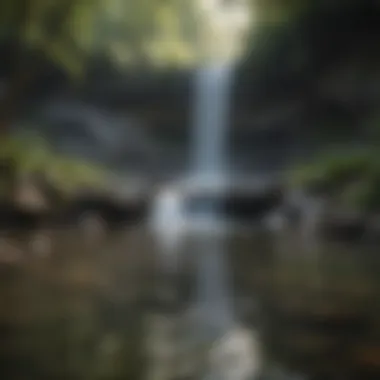 Tranquil Pool Beneath the Falls A serene landscape showcasing the tranquil pool at the base of a waterfall