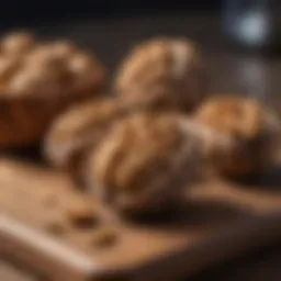 Nutrient-rich walnuts on a wooden tray