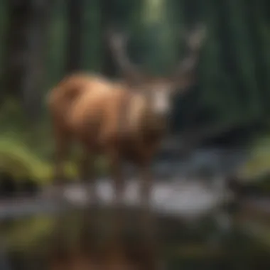 Deer Drinking from Crystal Clear Stream