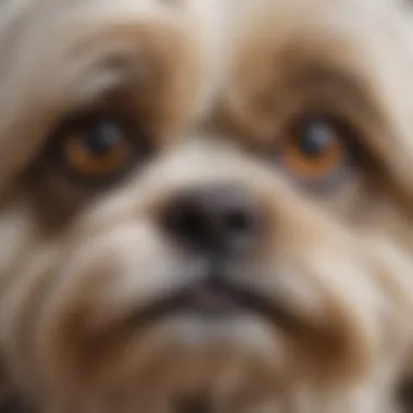 Close-up of expressive Lhasa Apso eyes