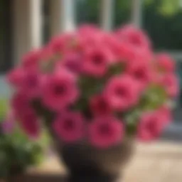 Vibrant Petunias in Full Bloom on Front Porch