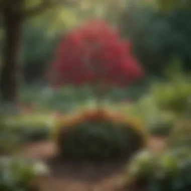 Exquisite foliage display of the forest pansy red bud tree in a garden