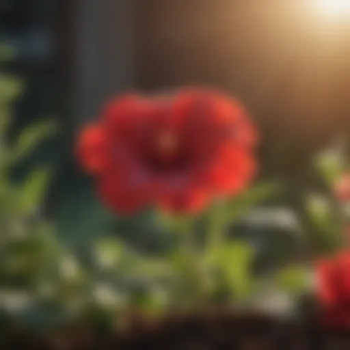 Exquisite Scarlet Petunia Flower in Sunlight