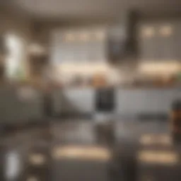 Exterminator inspecting for roaches in a residential kitchen
