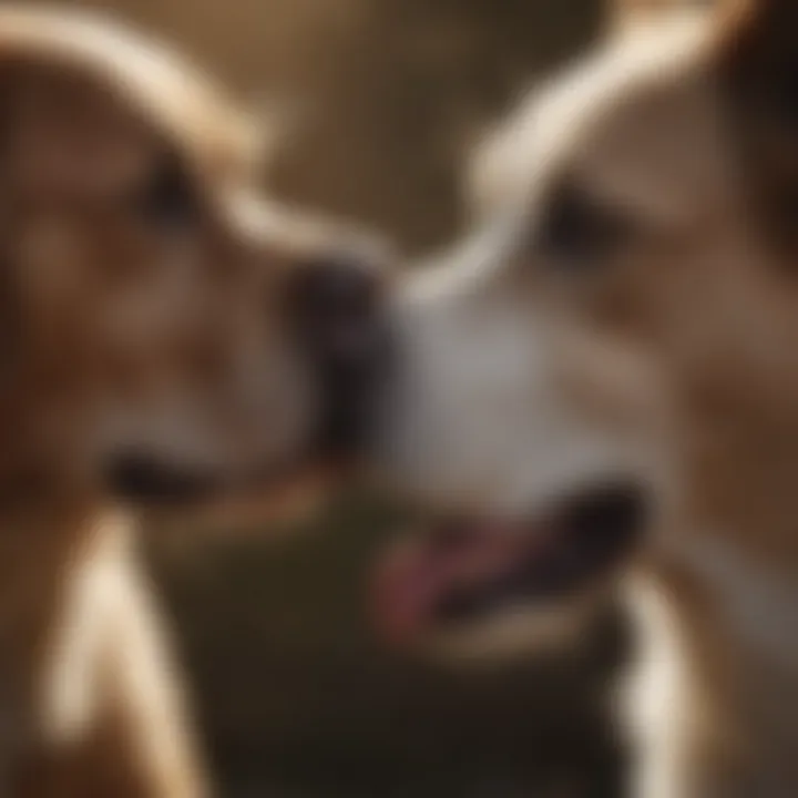 Dog communicating with its owner through licking