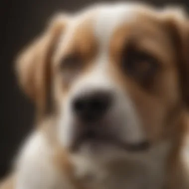 Close up of a dog engaging in grooming behavior