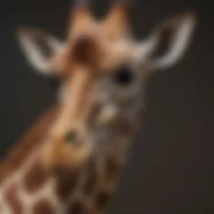 Close-up of a giraffe's unique patterned coat