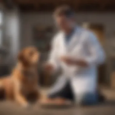 Dog owner consulting with a vet about diet