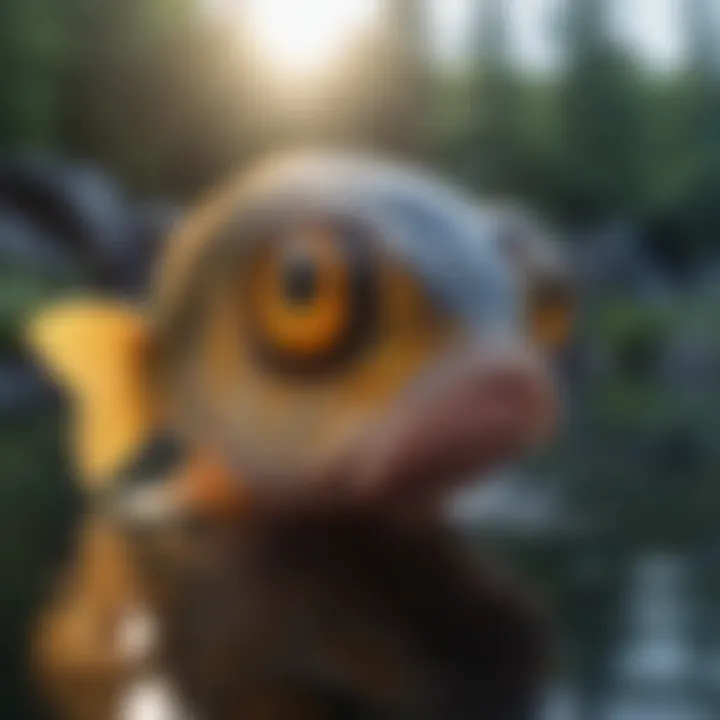 Distinctive fish eyes reflecting light