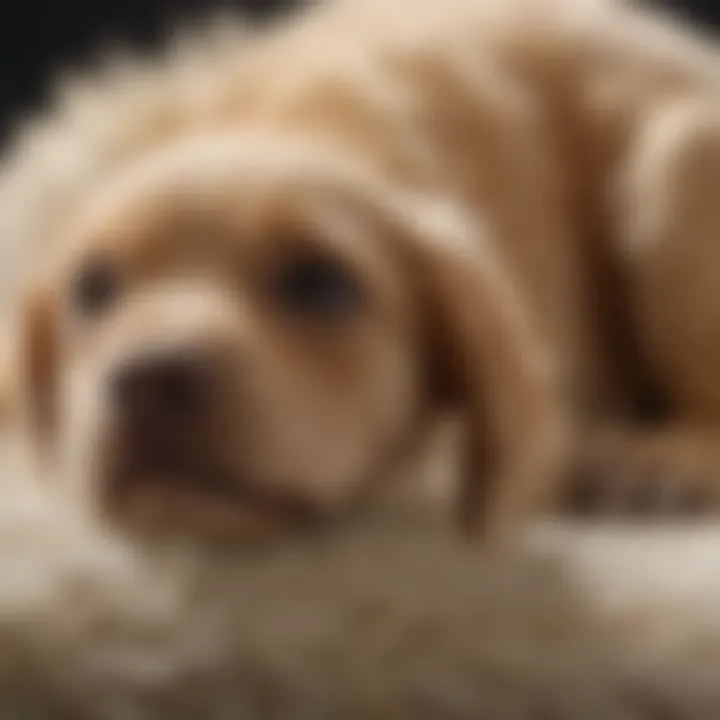 Close-up of fleas on a puppy's fur