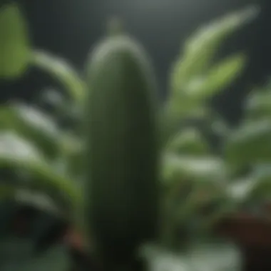 Cucumber plant in a flourishing garden