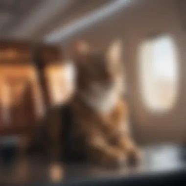 Cat in Comfortable In-Flight Setup