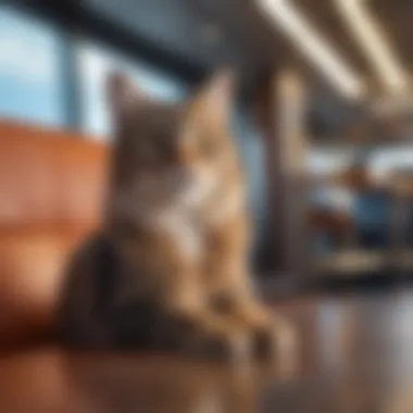 Cat Relaxing in Airport Lounge