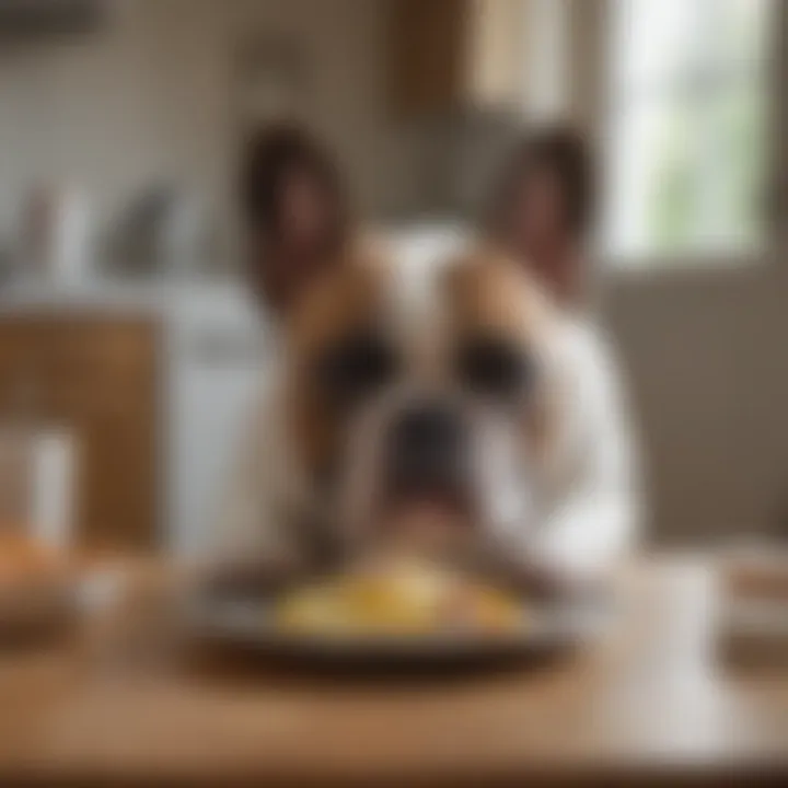 French Bulldog owner measuring food portions