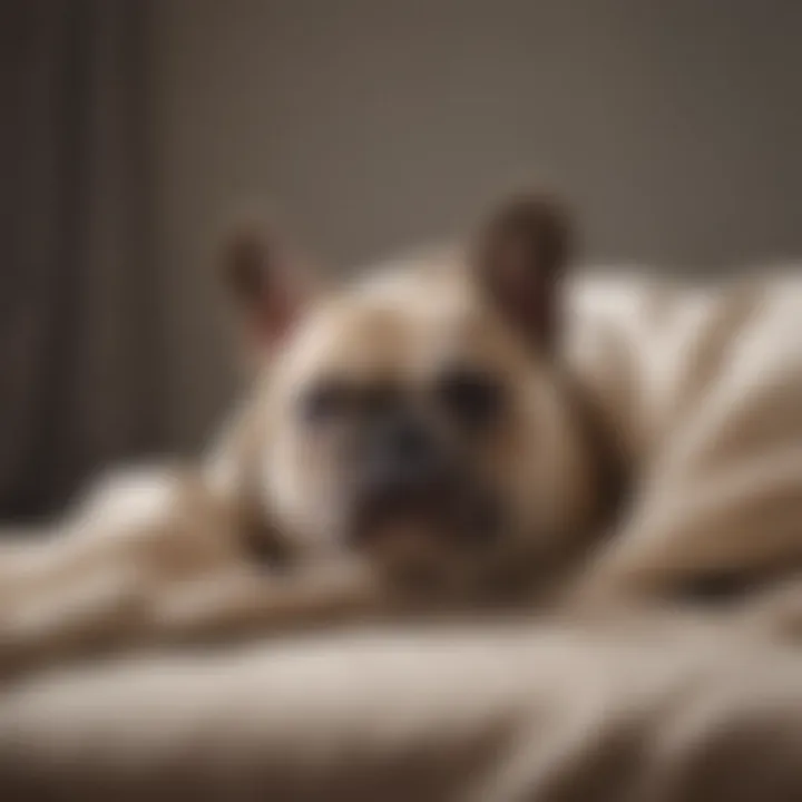 French Bulldog resting on a soft blanket