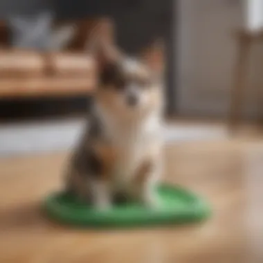 Pet using Fresh Patch Potty Pad indoors