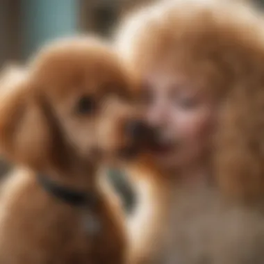 Sociable Poodle Enjoying Affectionate Petting A friendly Poodle being petted by its owner