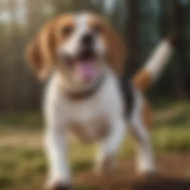 Joyful Beagle Expressing Happiness with a Wagging Tail A smiling Beagle with its tail wagging happily
