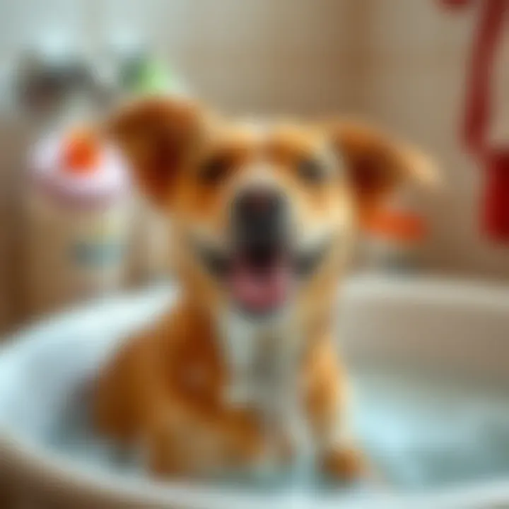 Bath Time Joy for Pets Happy pet enjoying a bath with Frisco oatmeal shampoo