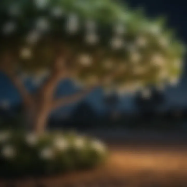Gardenia Std Tree in full bloom under the moonlight