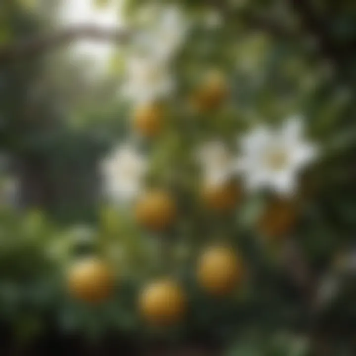 Gardenia Std Tree branch with ripe fruits ready for harvest