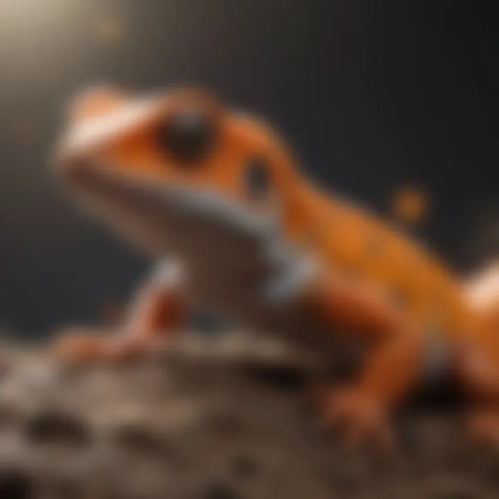 Gecko basking under UV light