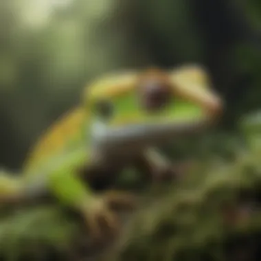 Gecko blending into a mossy background