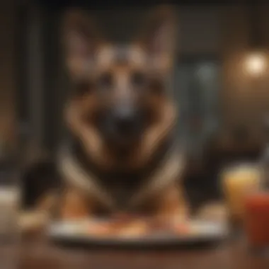 German Shepherd enjoying a balanced meal